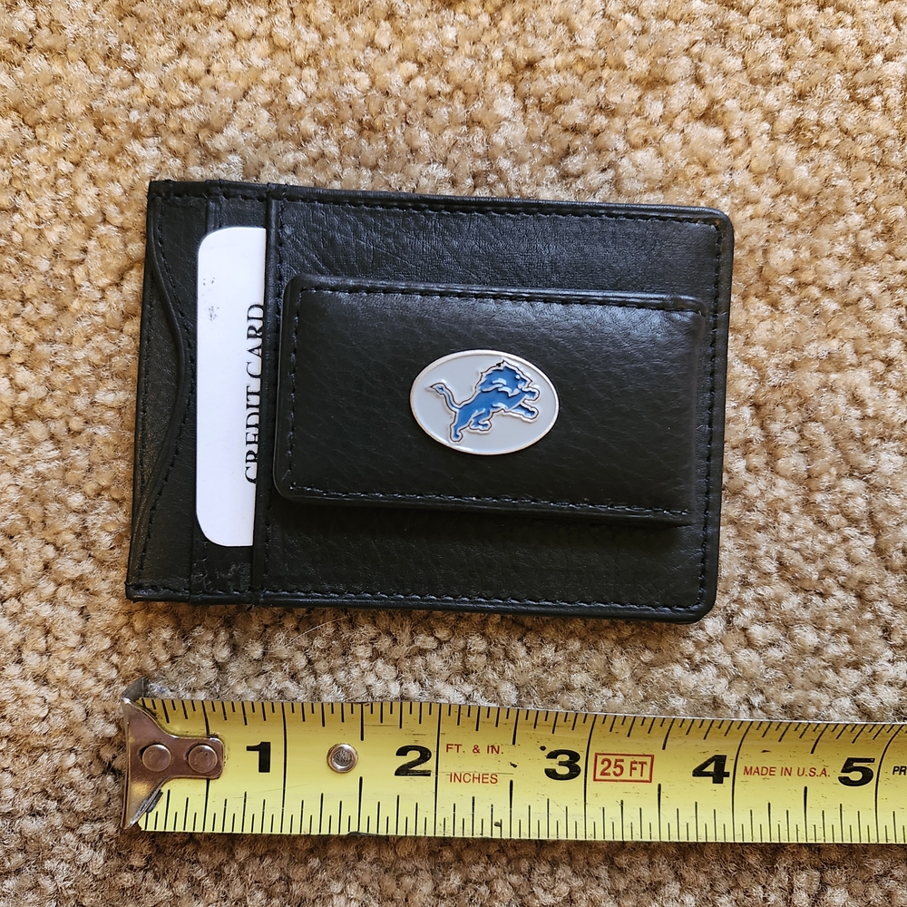 Detroit Lions Black Leather Card Holder